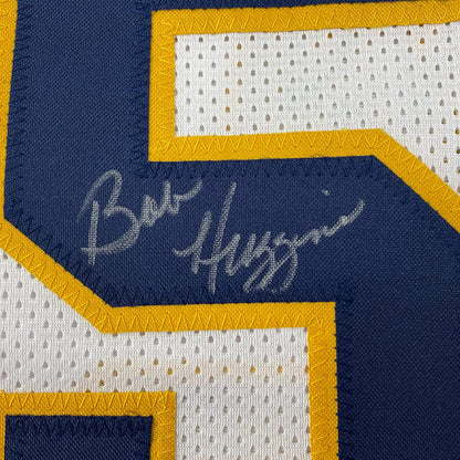 Framed Autographed/Signed Bob Huggins 35x39 West Virginia White College Basketball Jersey JSA COA