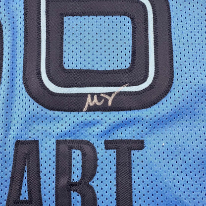 Framed Autographed/Signed Marcus Smart 35x39 Memphis Light Blue Basketball Jersey Beckett BAS COA