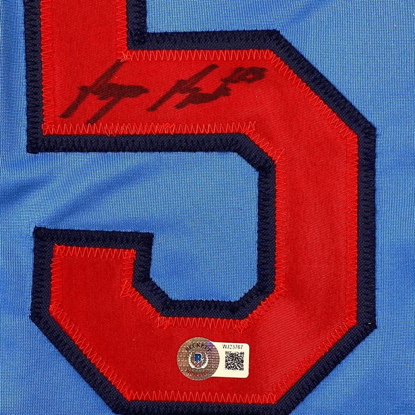 Framed Autographed/Signed Byron Buxton 35x39 Minnesota Light Blue Baseball Jersey Beckett BAS COA