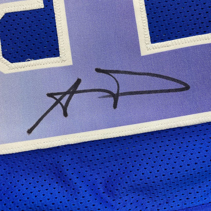 Framed Autographed/Signed Aaron Donald 35x39 Los Angeles Blue Pro Bowl Football Jersey JSA COA