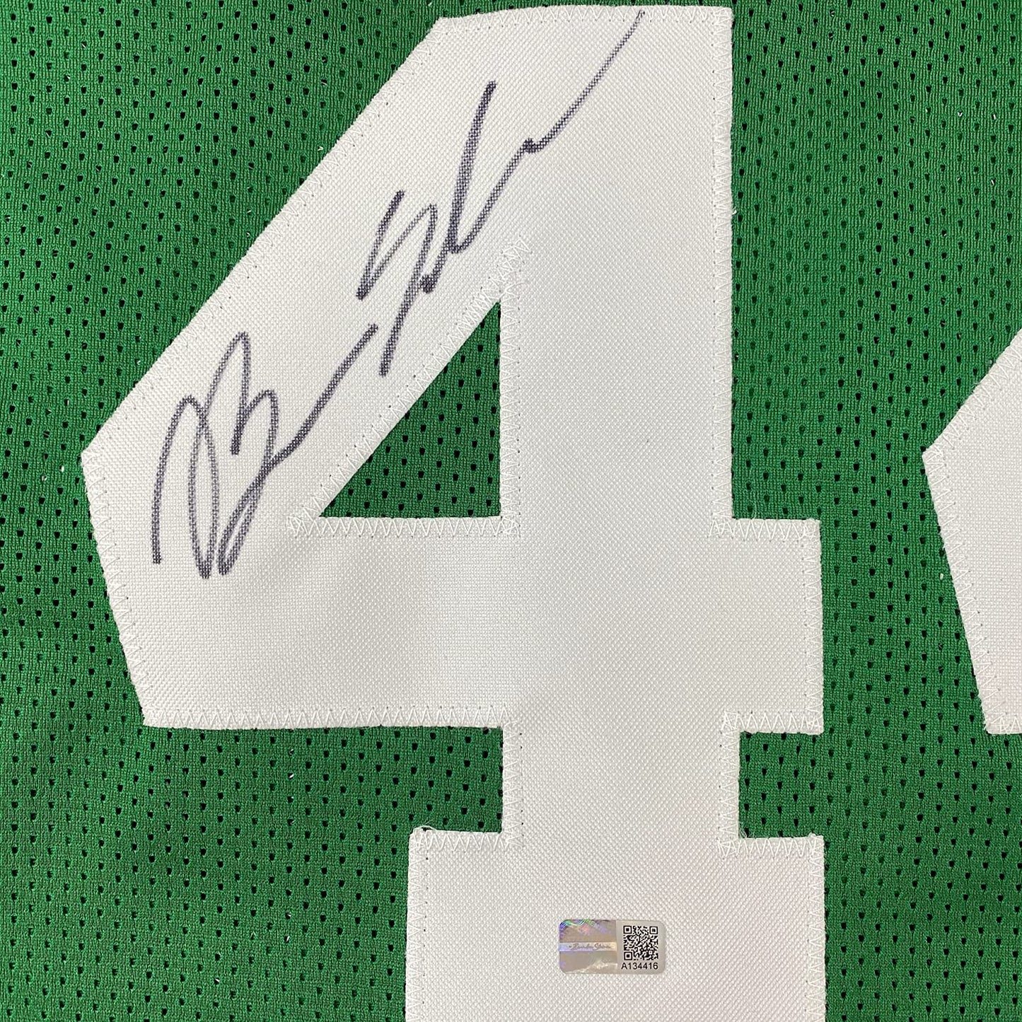Framed Autographed/Signed Brian Scalabrine 35x39 Boston Green Basketball Jersey Steiner COA