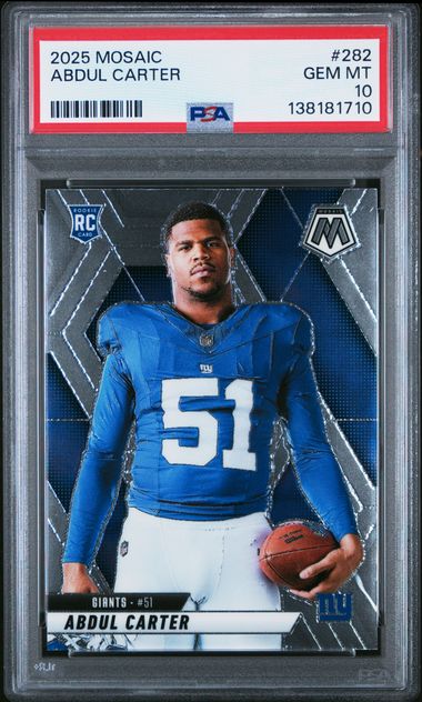 Graded 2025 Panini Mosaic Abdul Carter #282 Variation Rookie RC Football Card PSA 10 Gem Mint