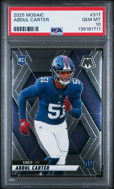 Graded 2025 Panini Mosaic Abdul Carter #317 Rookie RC Football Card PSA 10 Gem Mint