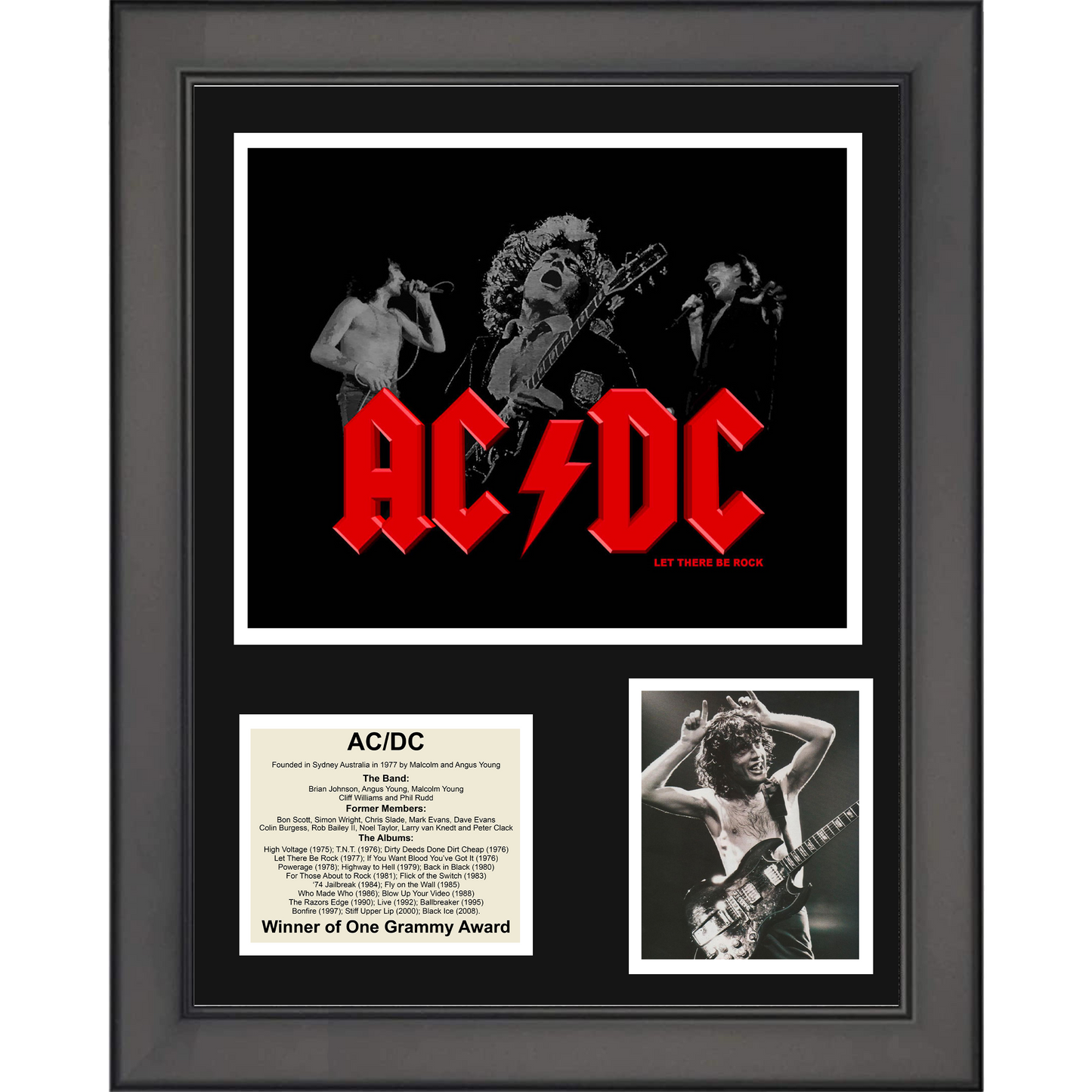 Framed ACDC 11"x14"Music Three Photo Collage