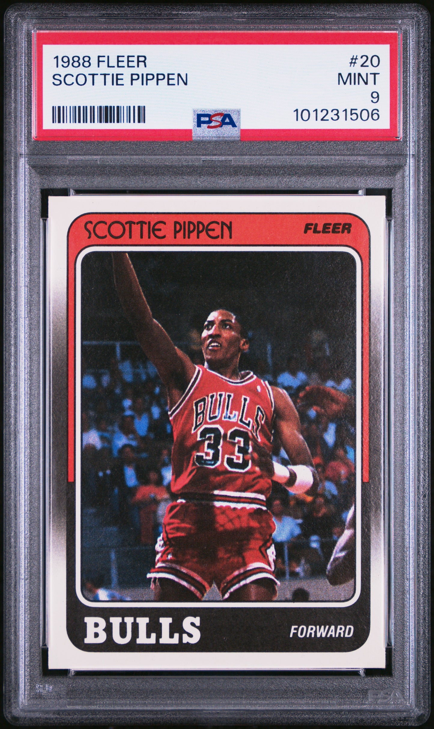 Graded 1988 Fleer Scottie Pippen #20 Rookie RC Basketball Card PSA 9 Mint