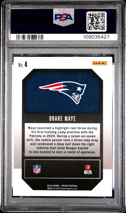 Graded 2024 Panini Prizm Drake Maye #4 Emergent Rookie RC Football Card PSA 10 Gem Mint