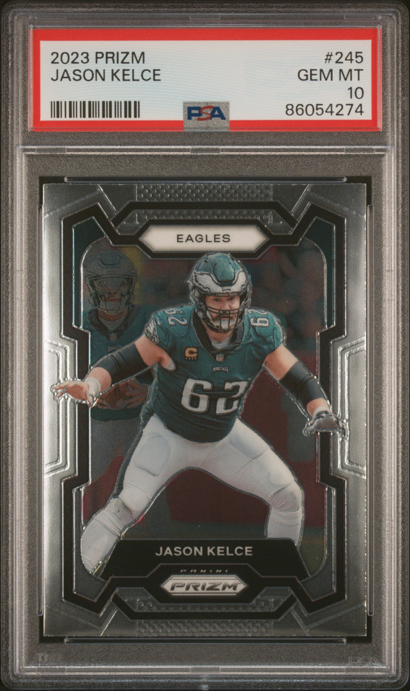 Graded 2023 Panini Prizm Jason Kelce #245 Football Card PSA 10 Gem Mint