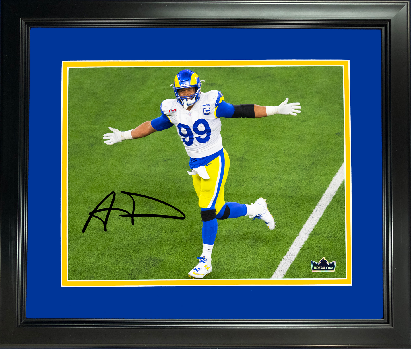 Framed Aaron Donald Los Angeles Rams Facsimile Laser Engraved Signature Auto 11"x14"Football Photo HOFSM Holo
