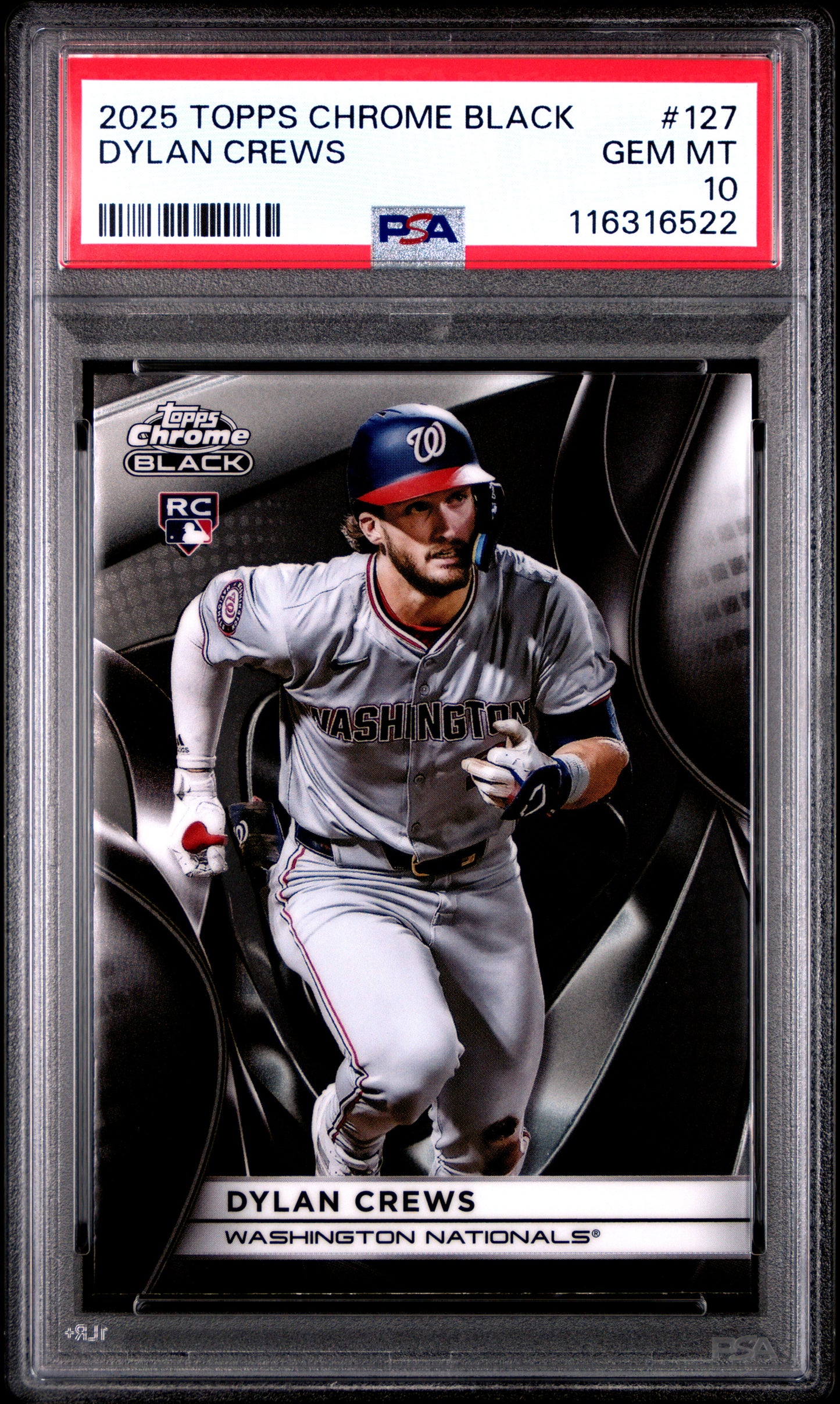 Graded 2025 Topps Chrome Black Dylan Crews #127 Rookie RC Baseball Card PSA 10 Gem Mint