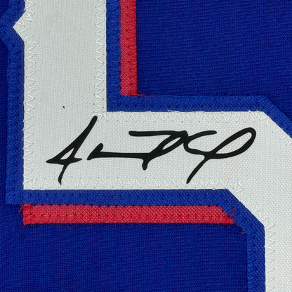 Framed Facsimile Autographed Adolis Garcia 35x39 Texas Blue Reprint Laser Auto Baseball Jersey
