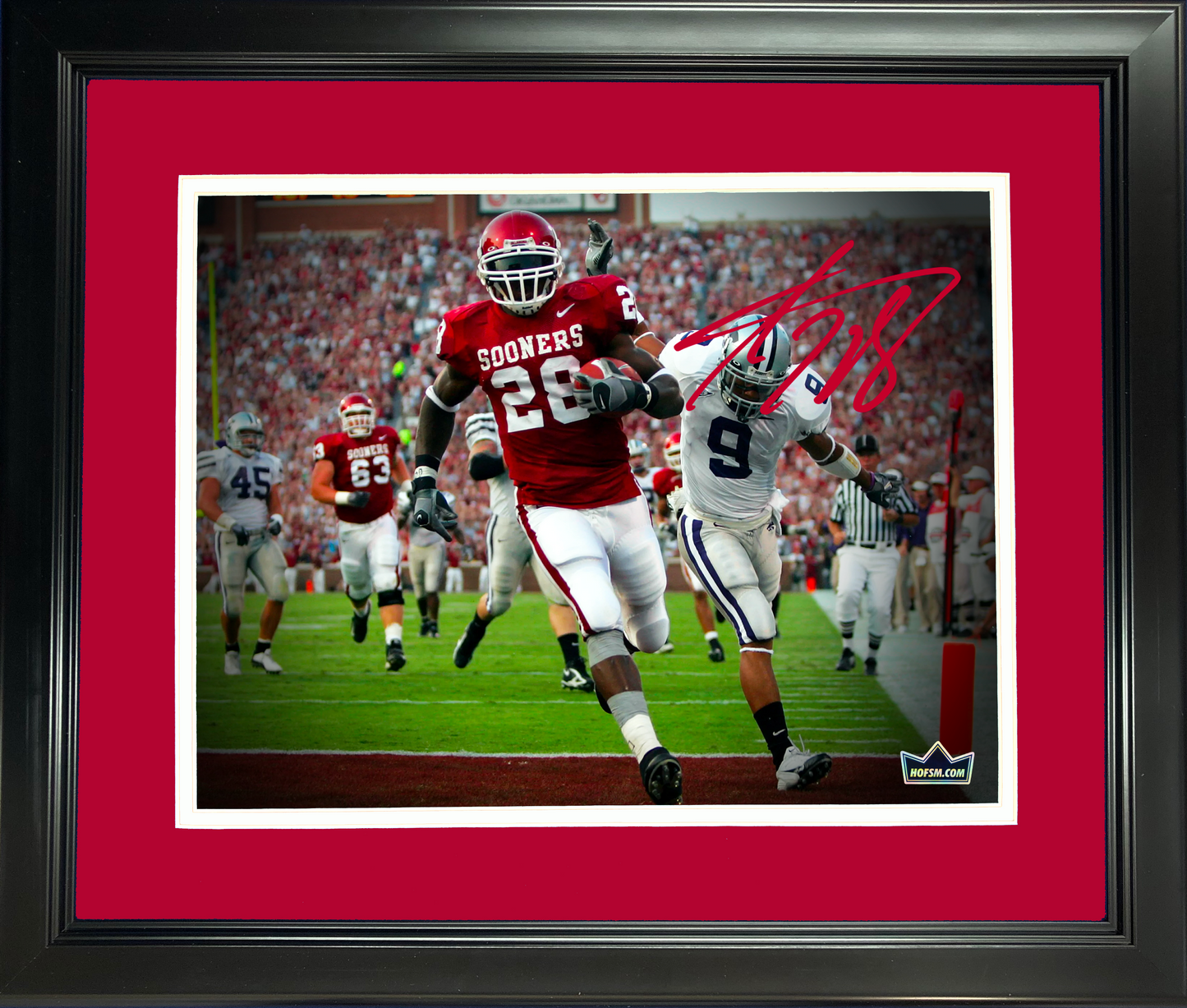 Framed Adrian Peterson Facsimile Laser Engraved Signature Auto Oklahoma Sooners 11"x14"College Football Photo HOFSM Holo