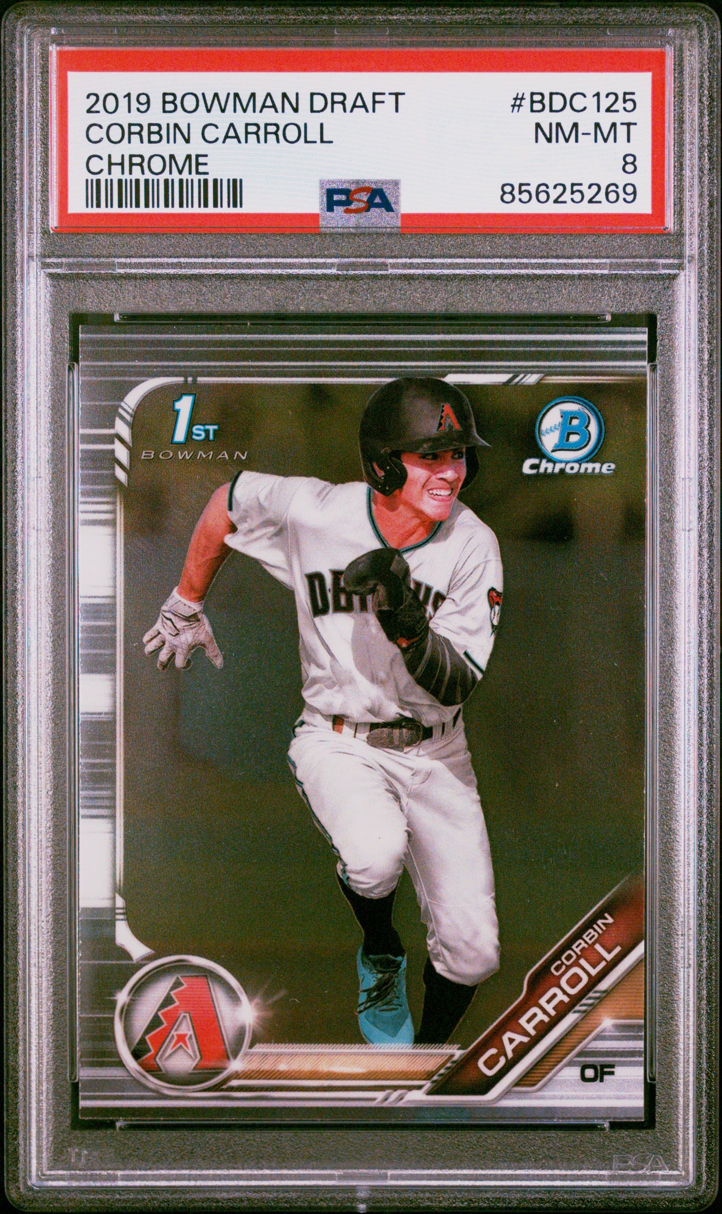Graded 2019 Topps Bowman Draft Corbin Carroll #BDC125 Chrome Rookie RC Baseball Card PSA 8 Near Mint