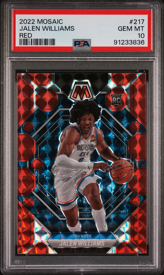 Graded 2022 Panini Mosaic Jalen Williams #217 Red Rookie RC Basketball Card PSA 10 Gem Mint