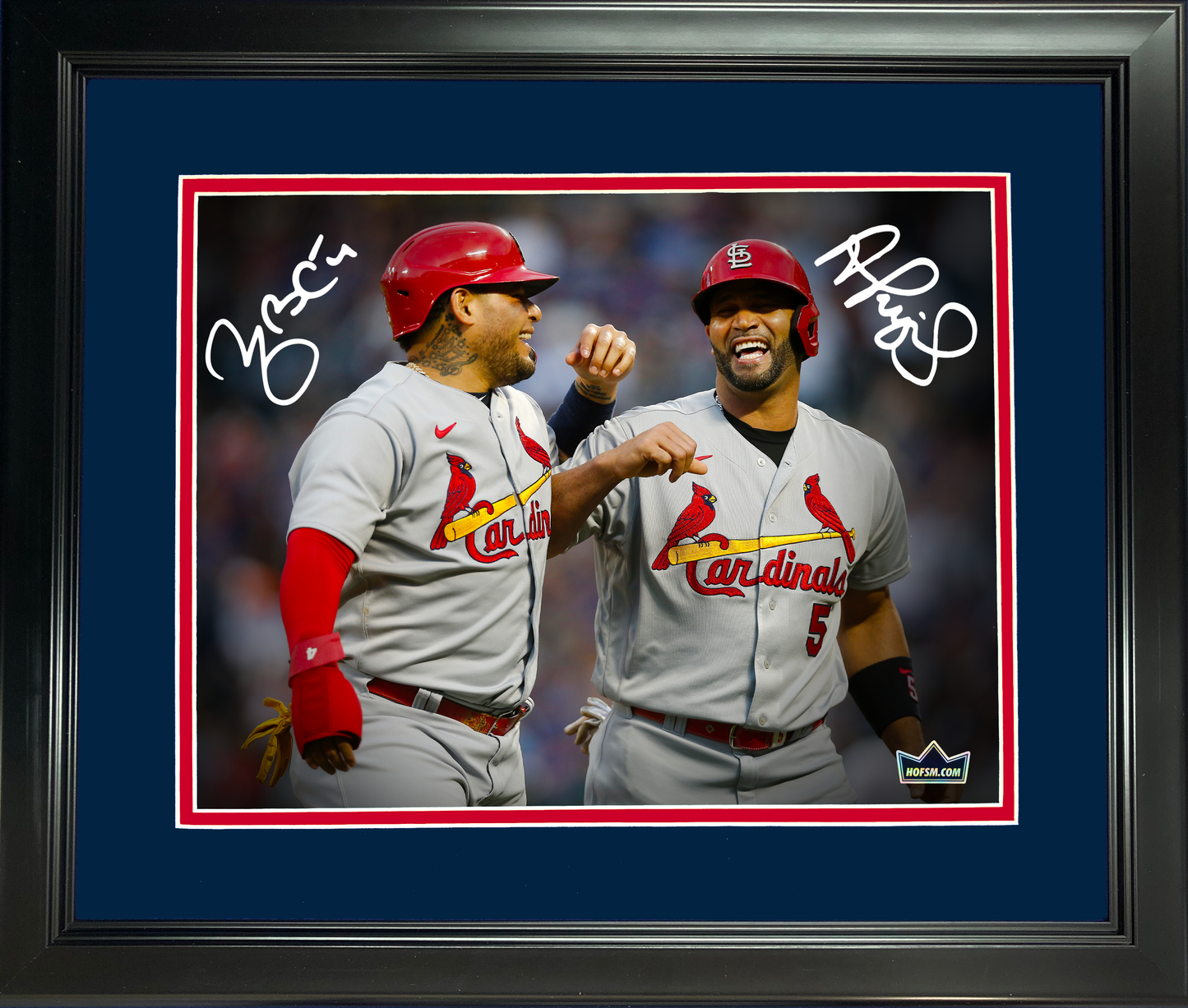 Framed Albert Pujols Yadier Molina St. Louis Cardinals Dual Facsimile Laser Engraved Signature Auto 11"x14"Baseball Photo HOFSM Holo
