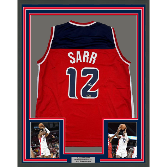 Framed Facsimile Autographed Alexandre Sarr 35x39 Washington Red Reprint Laser Auto Basketball Jersey