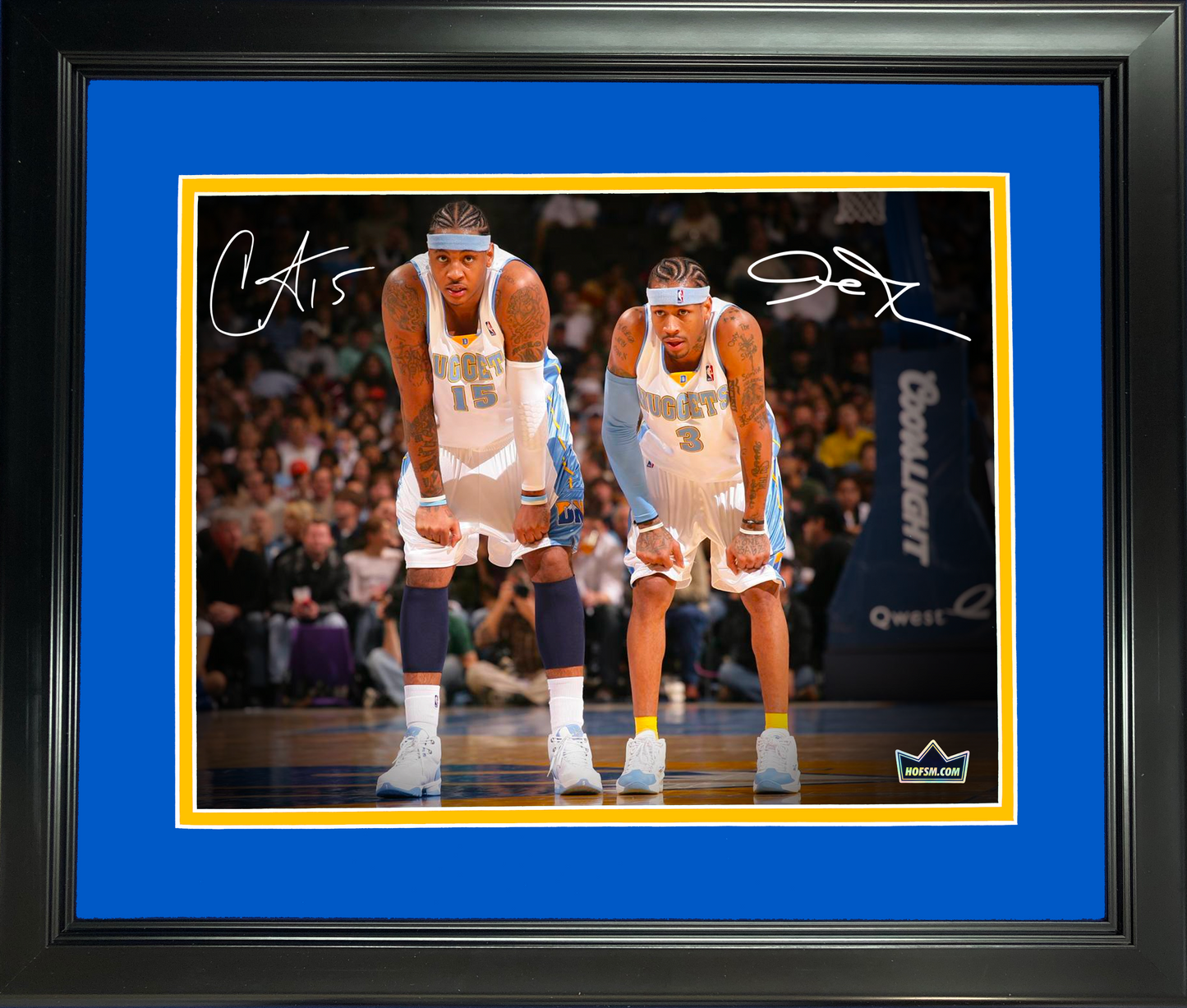 Framed Allen Iverson & Carmelo Anthony Dual Facsimile Laser Engraved Signature Auto 11"x14"Basketball Photo HOFSM Holo