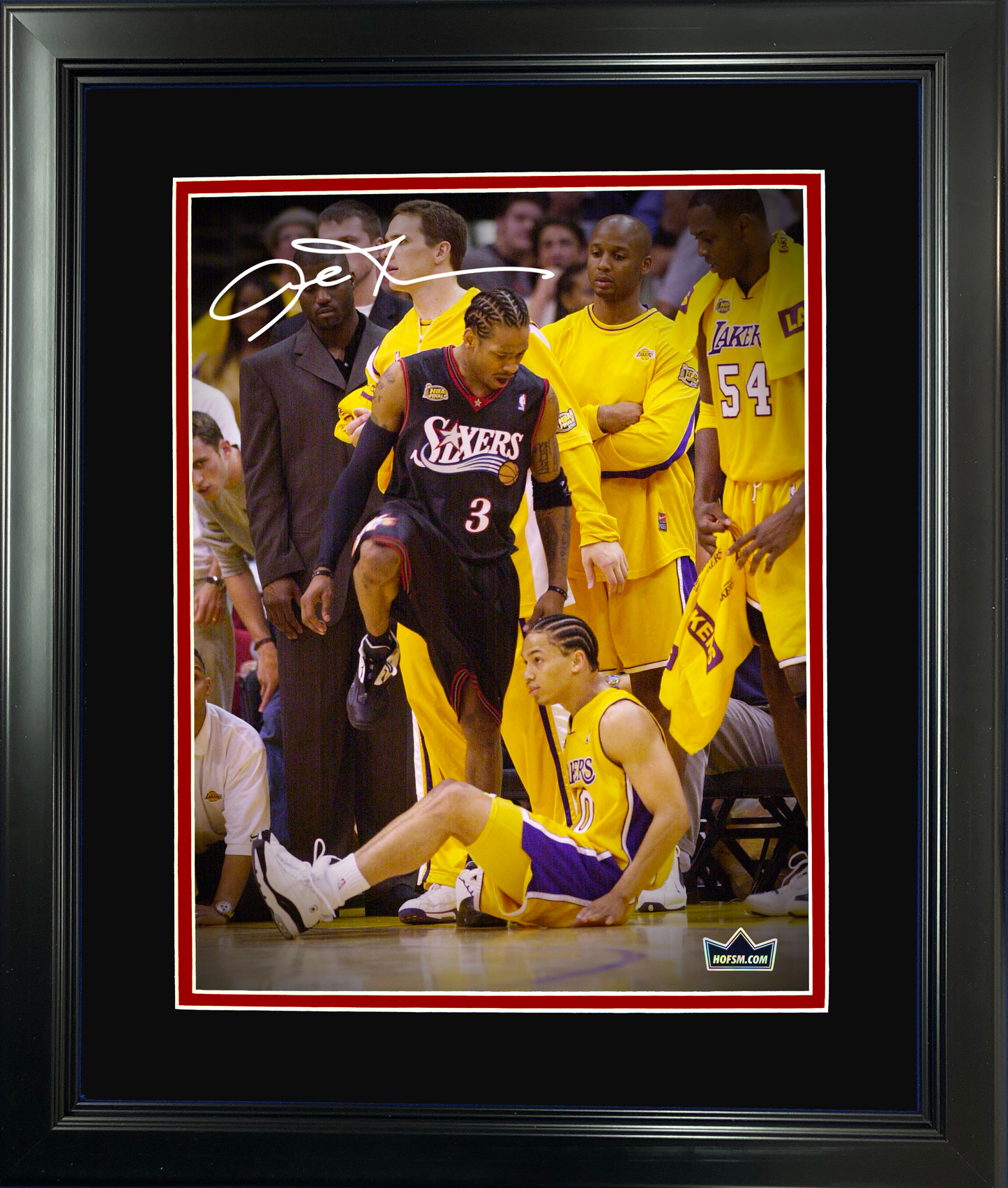 Framed Allen Iverson Step Over Facsimile Laser Engraved Signature Auto 11"x14"Basketball Photo HOFSM Holo