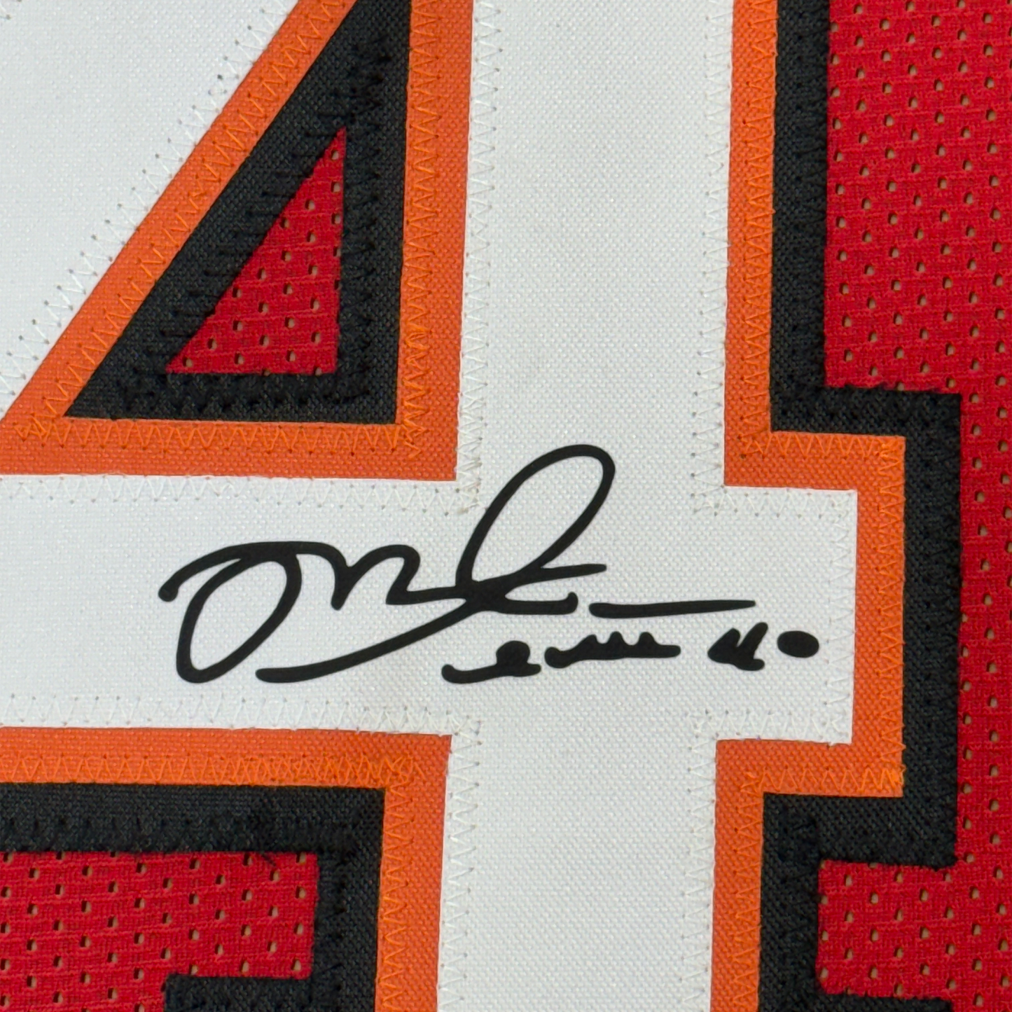 Framed Facsimile Autographed Mike Alstott 35x39 Tampa Bay Red Reprint Laser Auto Football Jersey
