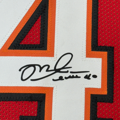 Framed Facsimile Autographed Mike Alstott 35x39 Tampa Bay Red Reprint Laser Auto Football Jersey