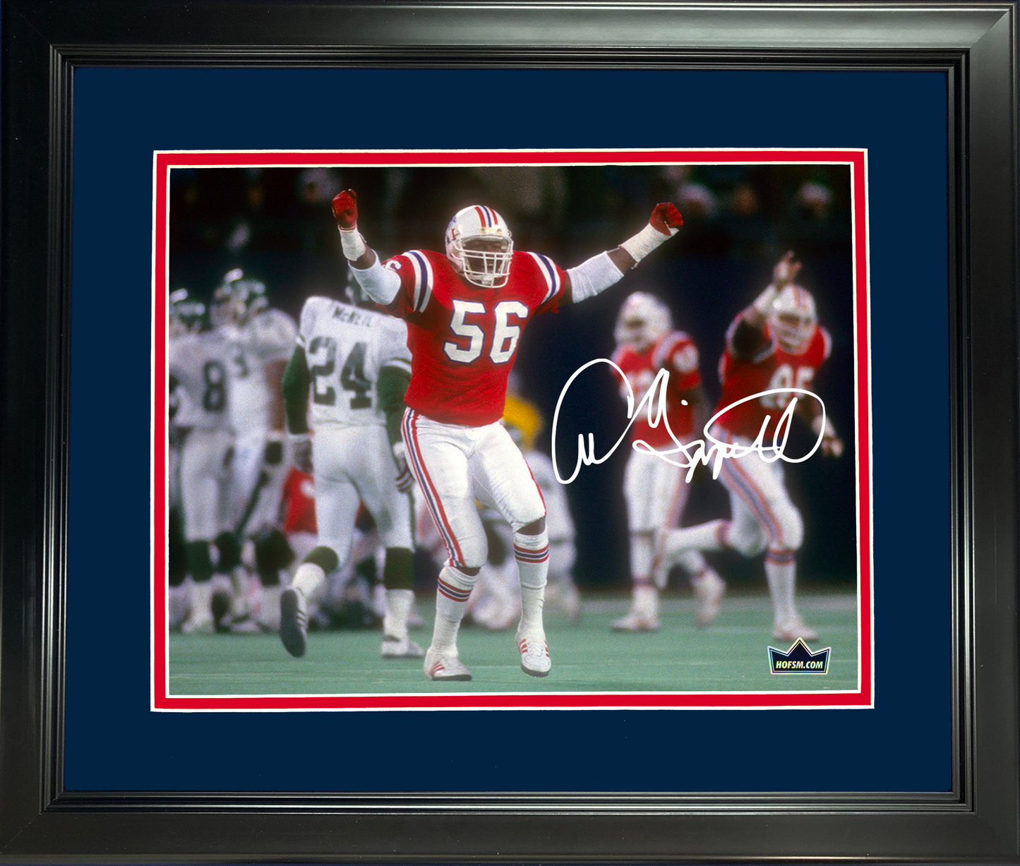 Framed Andre Tippett Facsimile Laser Engraved Signature Auto New England Patriots 11"x14"Football Photo HOFSM Holo