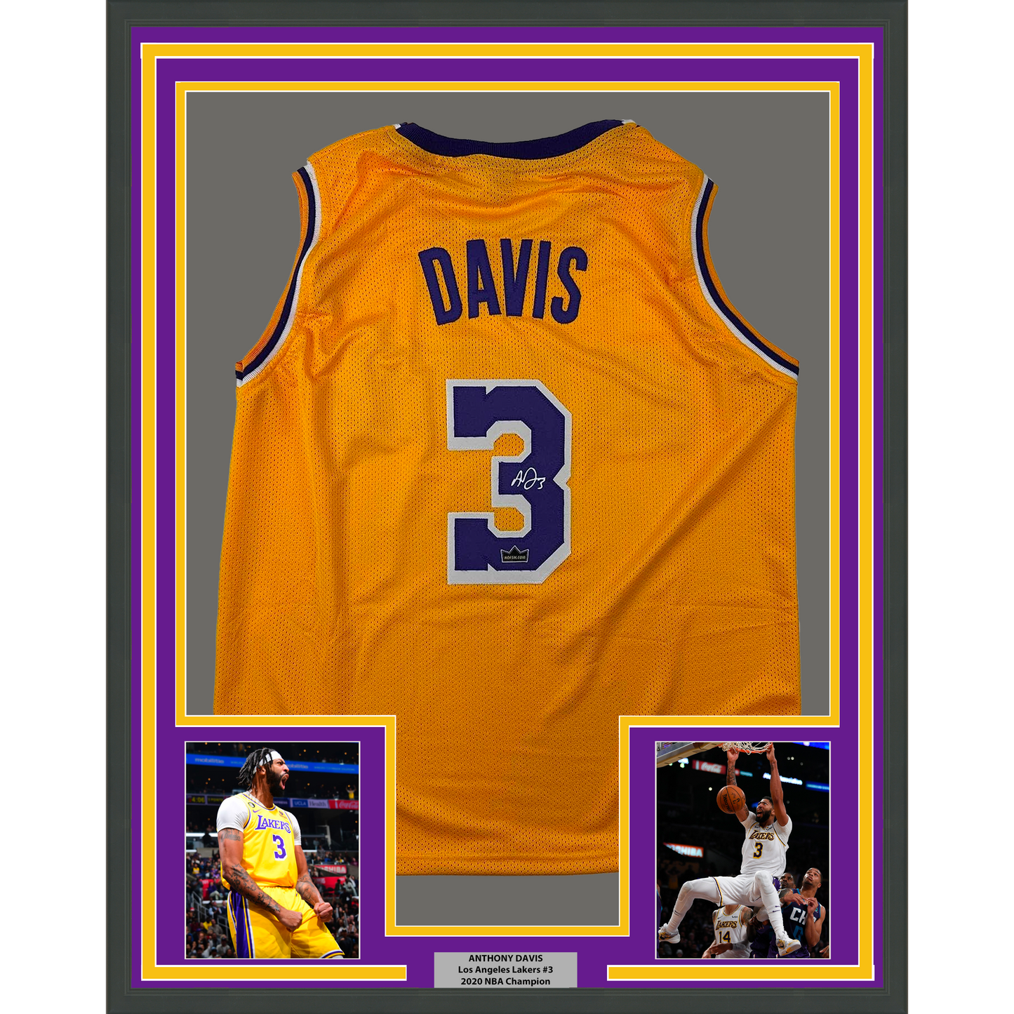Framed Facsimile Autographed Anthony Davis 35x39 Los Angeles LA Yellow Reprint Laser Auto Basketball Jersey