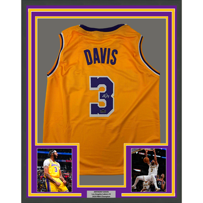 Framed Facsimile Autographed Anthony Davis 35x39 Los Angeles LA Yellow Reprint Laser Auto Basketball Jersey