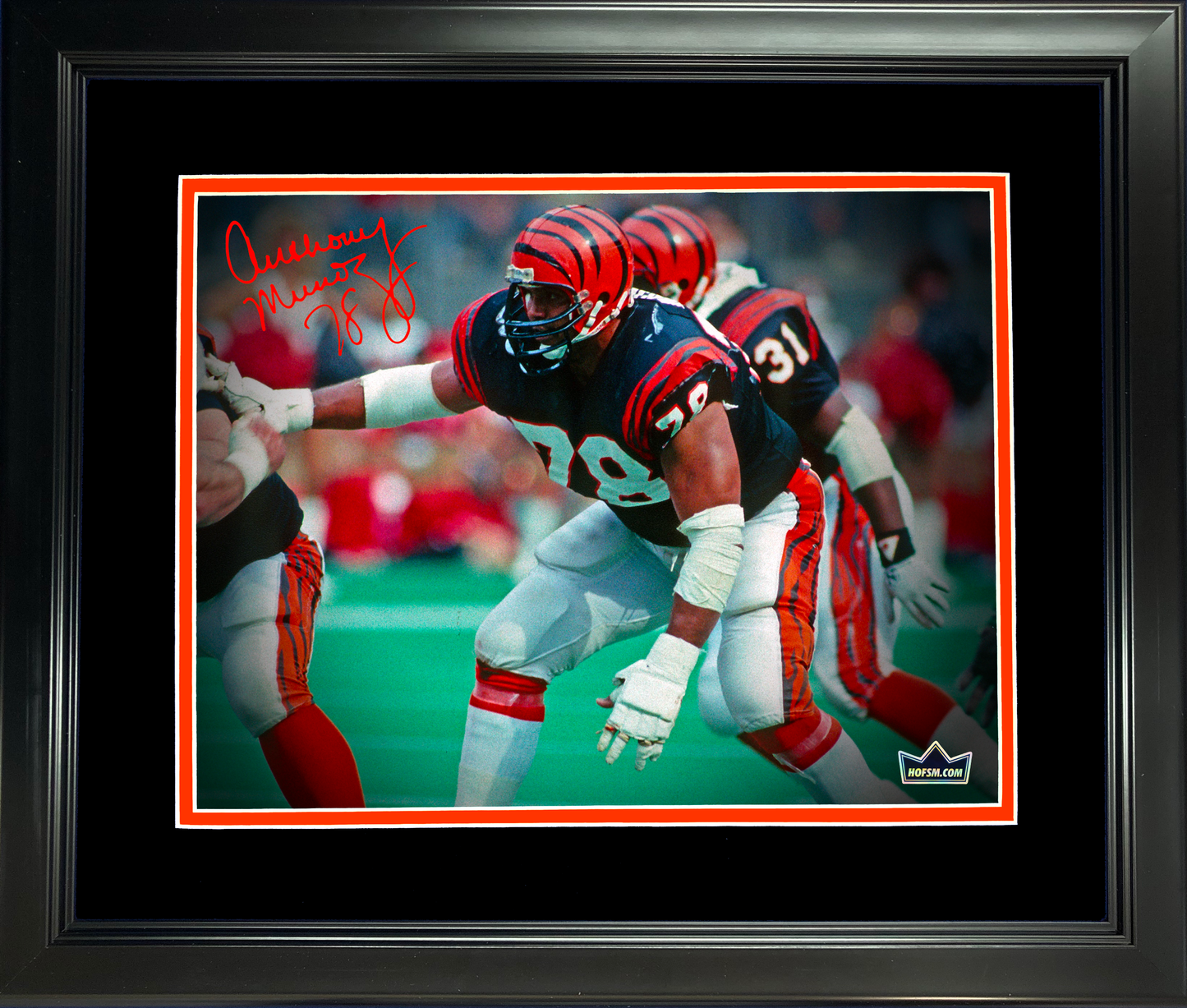 Framed Anthony Munoz Cincinnati Bengals Facsimile Laser Engraved Signature Auto 11"x14"Football Photo HOFSM Holo