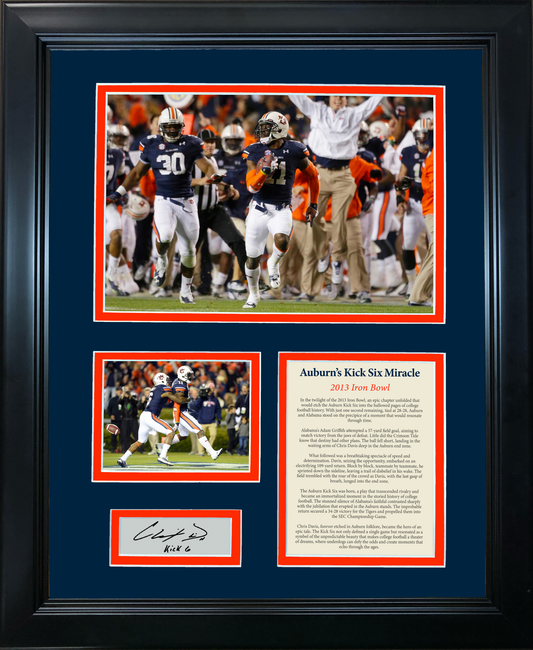 Framed Auburn Tigers Kick Six 2013 Iron Bowl Chris Davis Facsimile Laser Engraved Signature Auto College Football 11"x14"Photo Sig Collage