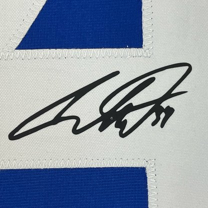 Framed Facsimile Autographed Auston Matthews 35x39 Toronto Blue Reprint Laser Auto Hockey Jersey