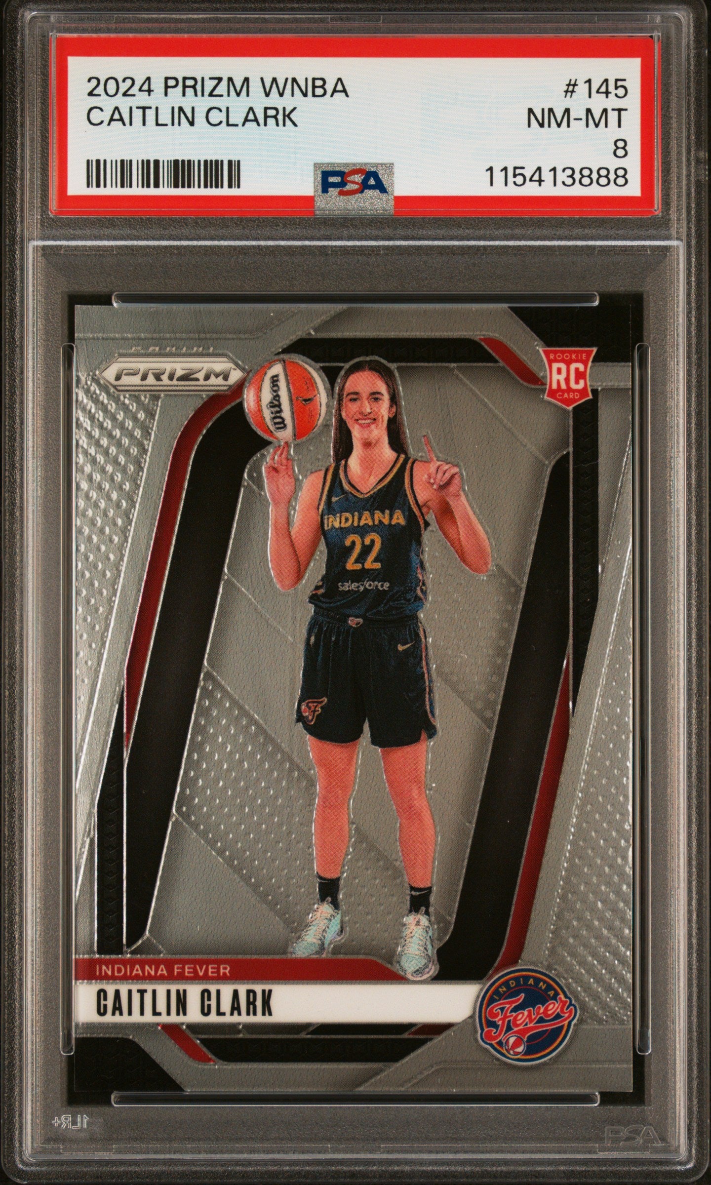 Graded 2024 Panini Prizm Caitlin Clark #145 Rookie RC Basketball Card PSA 8 Near Mint
