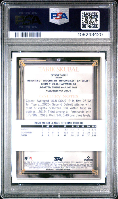 Graded 2021 Topps Gallery Tarik Skubal #62 Rookie RC Baseball Card PSA 10 Gem Mint