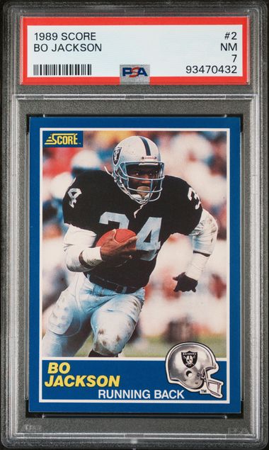 Graded 1989 Score Bo Jackson #2 2nd Year Football Card PSA 7 NM