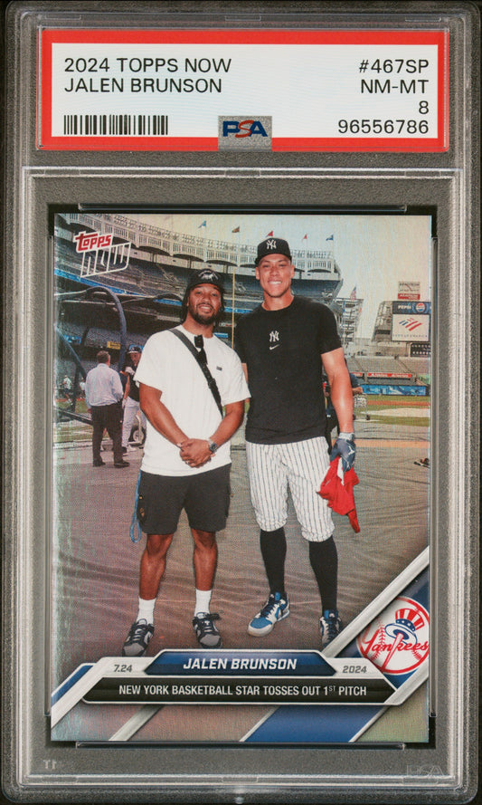 Graded 2024 Topps Now Jalen Brunson #467SP Baseball Card PSA 8 Near Mint