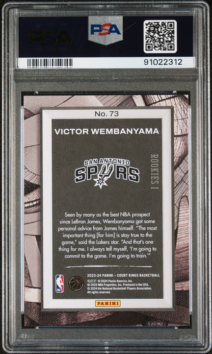 Graded 2023 Panini Court Kings Victor Wembanyama #73 Rookie RC Basketball Card PSA 10 Gem Mint