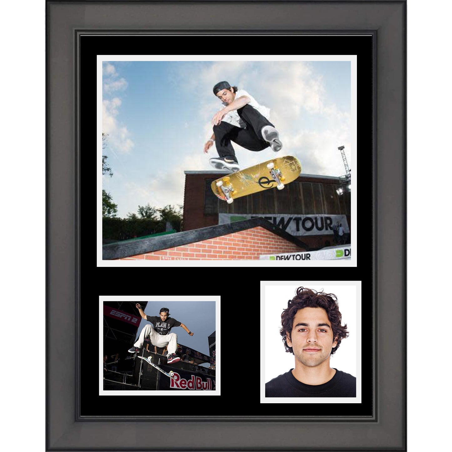 Framed Paul Rodriguez 11"x14" Skateboarding Three Photo Collage