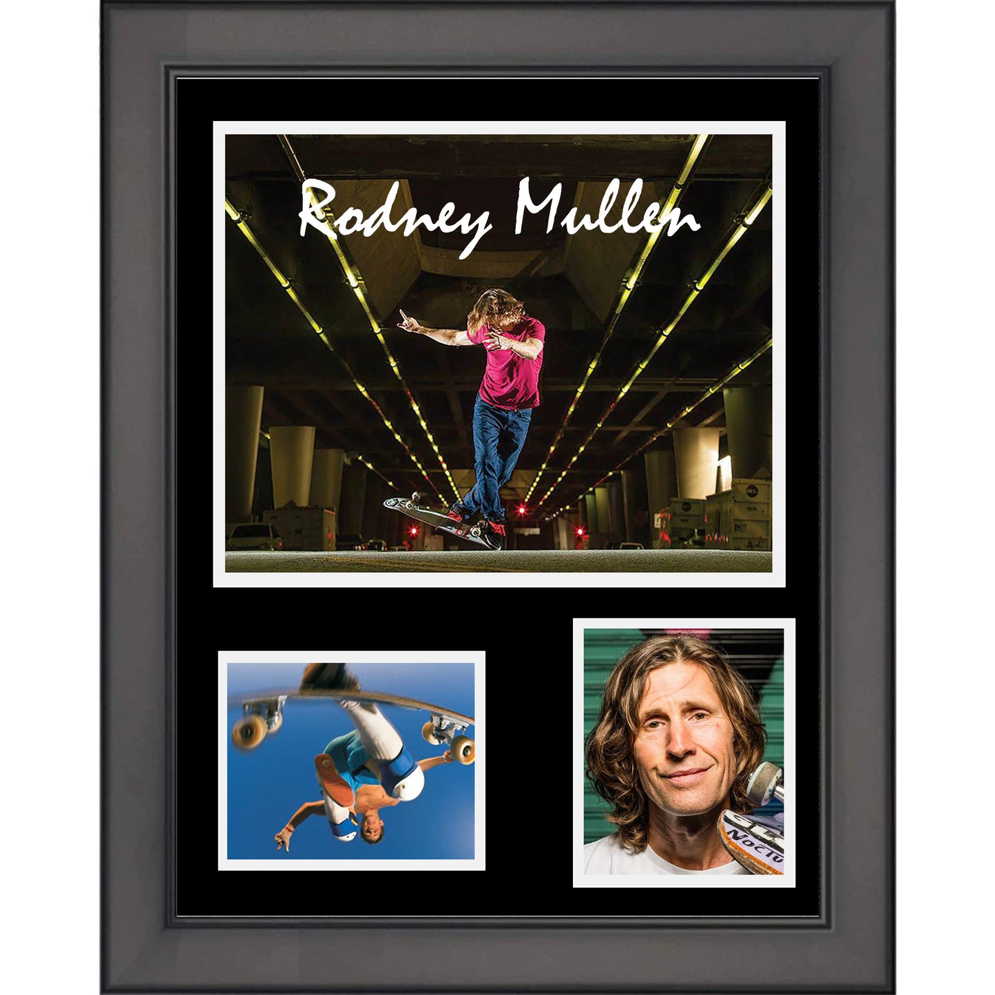 Framed Rodney Mullen 11"x14" Skateboarding Three Photo Collage