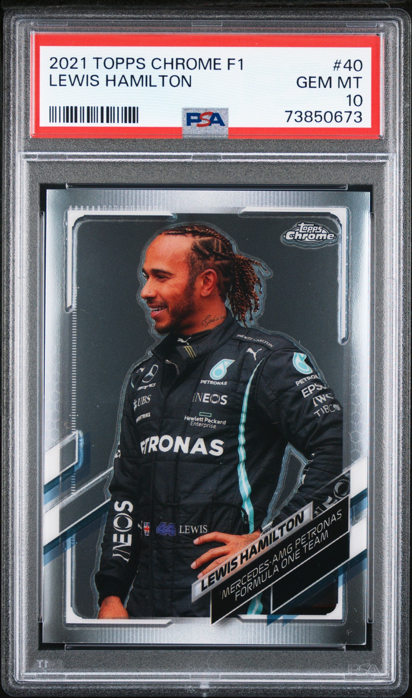 Graded 2021 Topps Chrome F1 Lewis Hamilton #40 F1 Racing Card PSA 10 Gem Mint