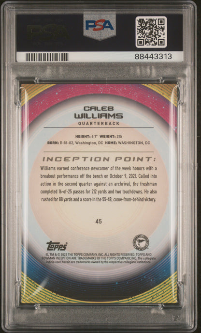 Graded 2022 Topps Bowman U Inception Caleb Williams #45 Rookie RC Football Card PSA 10 Gem Mint