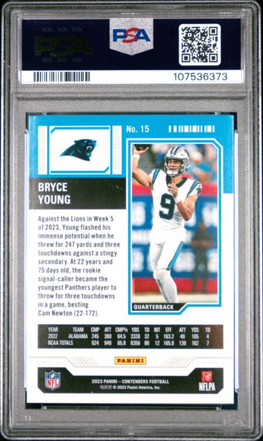 Graded 2023 Panini Contenders Retail Bryce Young #15 Rookie RC Football Card PSA 10 Gem Mint