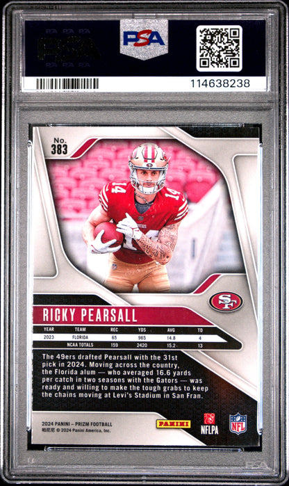 Graded 2024 Panini Prizm Ricky Pearsall #383 Rookie RC Football Card PSA 10 Gem Mint
