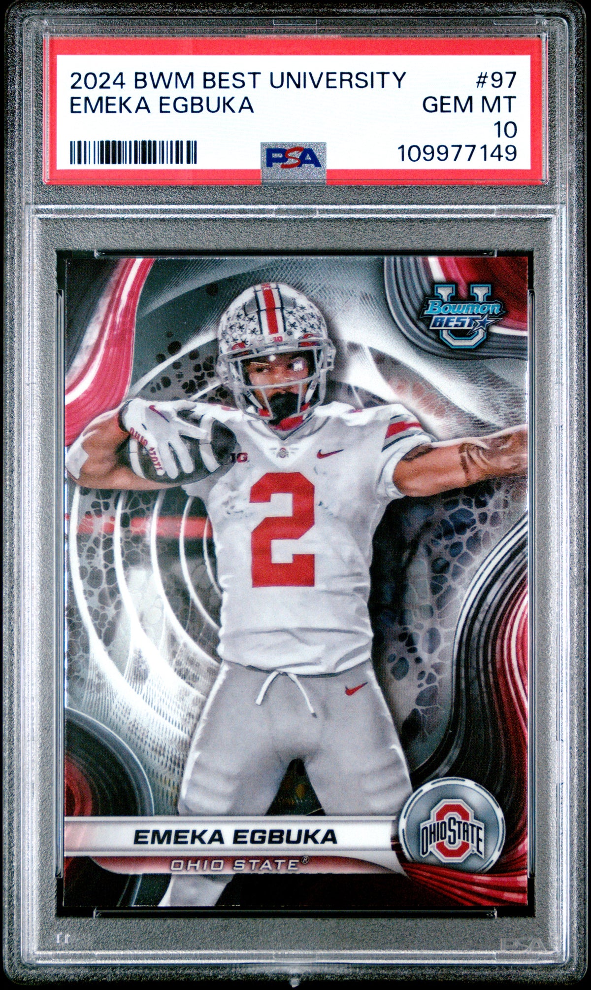 Graded 2024 Topps Bowman Best University Emeka Egbuka #97 Rookie RC Football Card PSA 10 Gem Mint