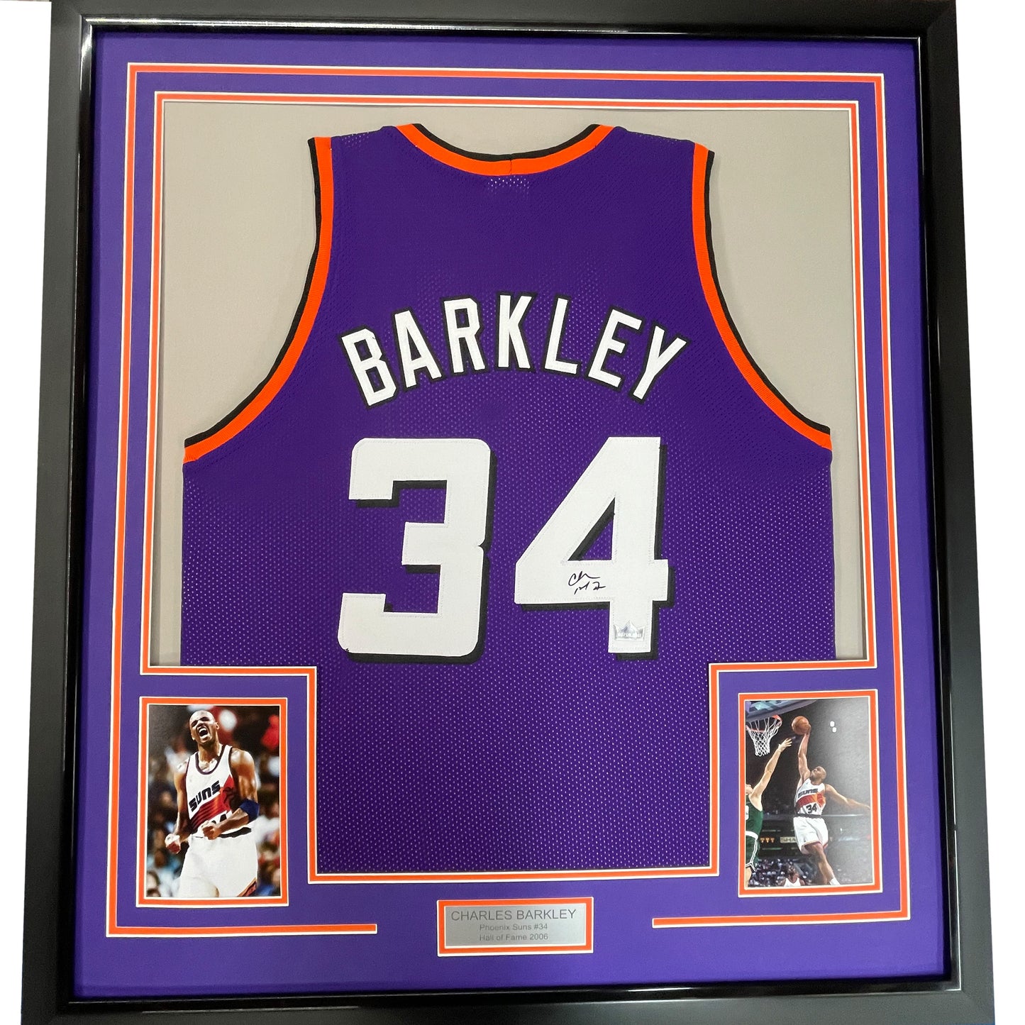 Framed Facsimile Autographed Charles Barkley 35x39 Phoenix Purple Reprint Laser Auto Basketball Jersey