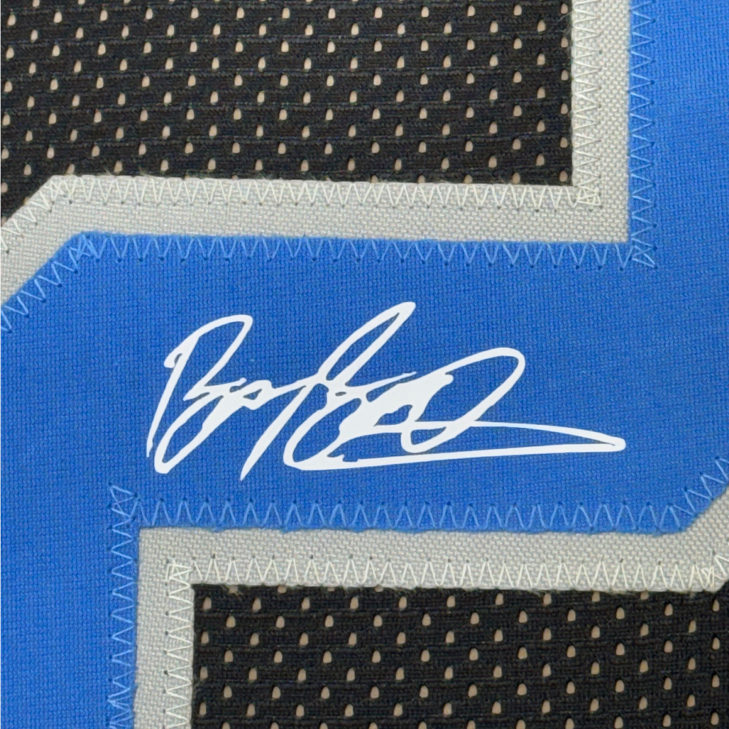 Framed Facsimile Autographed Barry Sanders 35x39 Detroit Black Reprint Laser Auto Football Jersey