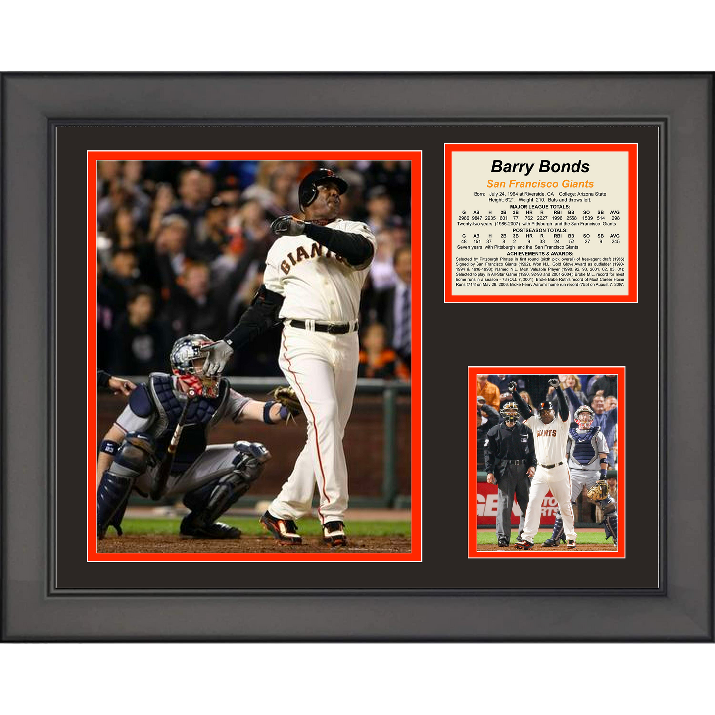 Framed Barry Bonds San Francisco Giants Baseball 11"x14" Three Photo Collage