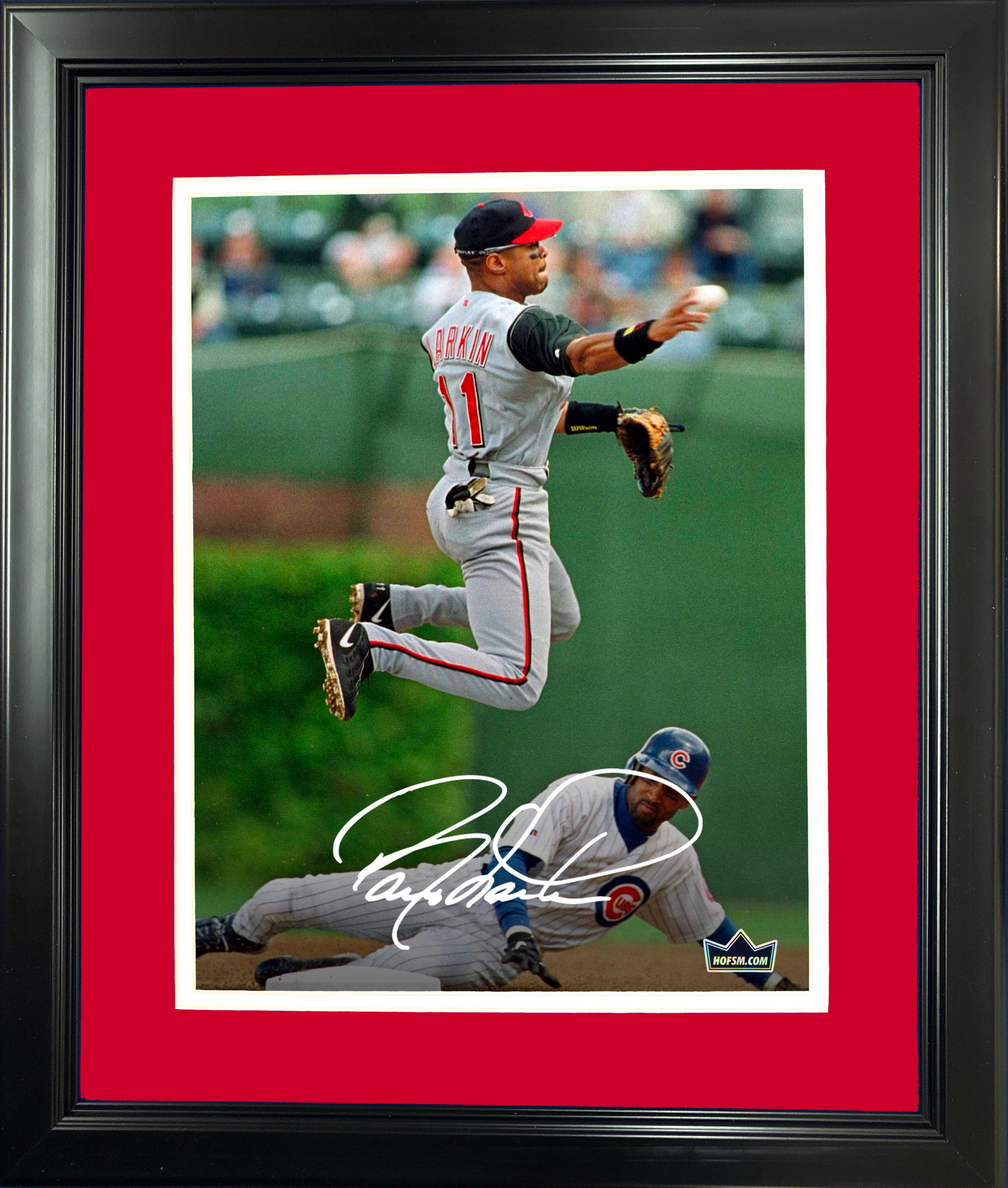 Framed Barry Larkin Cincinnati Reds Facsimile Laser Engraved Signature Auto 11"x14" Baseball Photo HOFSM Holo