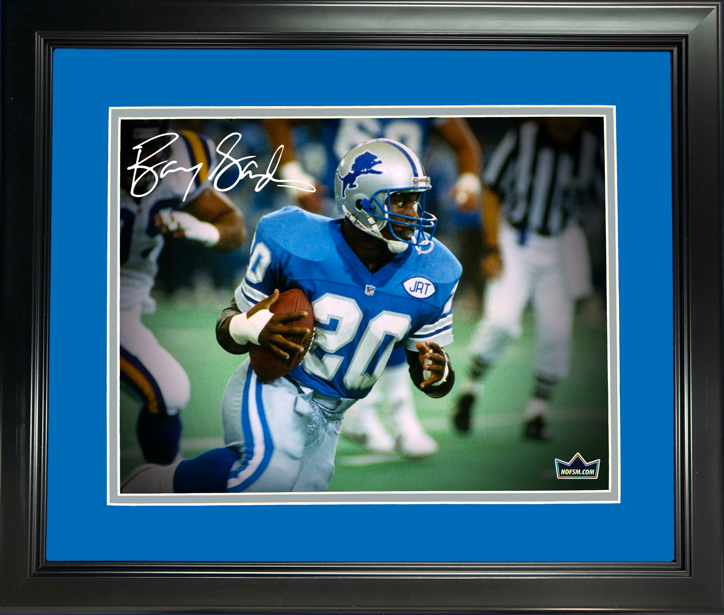 Framed Barry Sanders Detroit Lions Facsimile Laser Engraved Signature Auto 11"x14" Football Photo HOFSM Holo