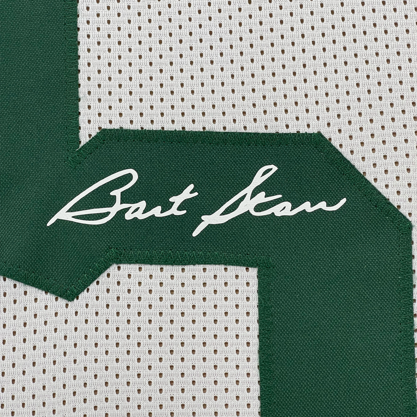 Framed Facsimile Autographed Bart Starr 35x39 Green Bay White Reprint Laser Auto Football Jersey