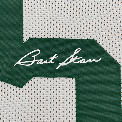 Framed Facsimile Autographed Bart Starr 35x39 Green Bay White Reprint Laser Auto Football Jersey