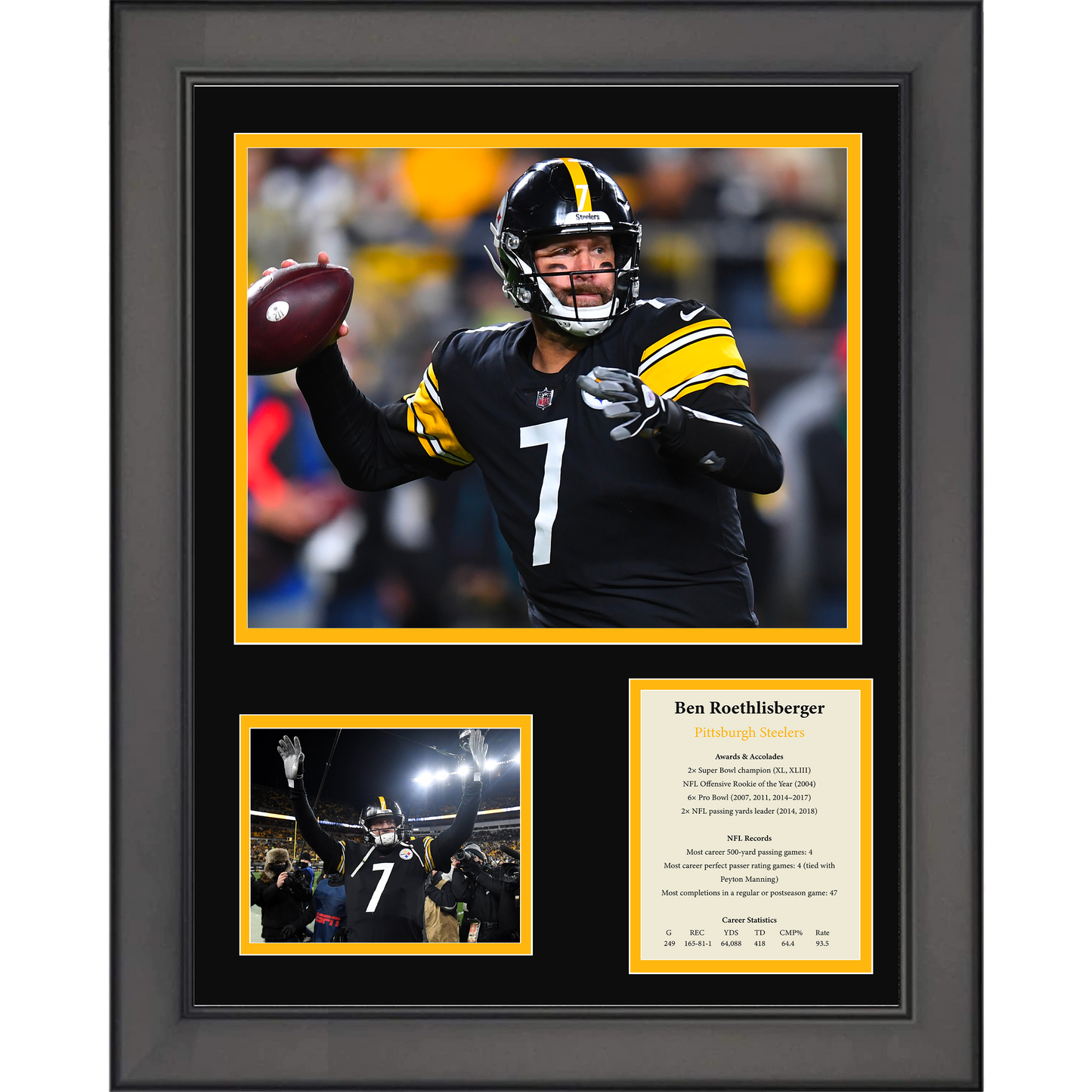 Framed Ben Roethlisberger Pittsburgh Steelers 11"x14" Three Photo Collage