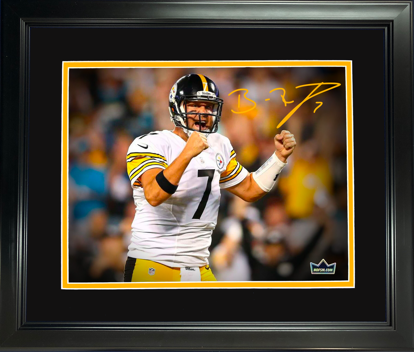 Framed Ben Roethlisberger Facsimile Laser Engraved Signature Auto Pittsburgh Steelers 11"x14" Football Photo HOFSM Holo